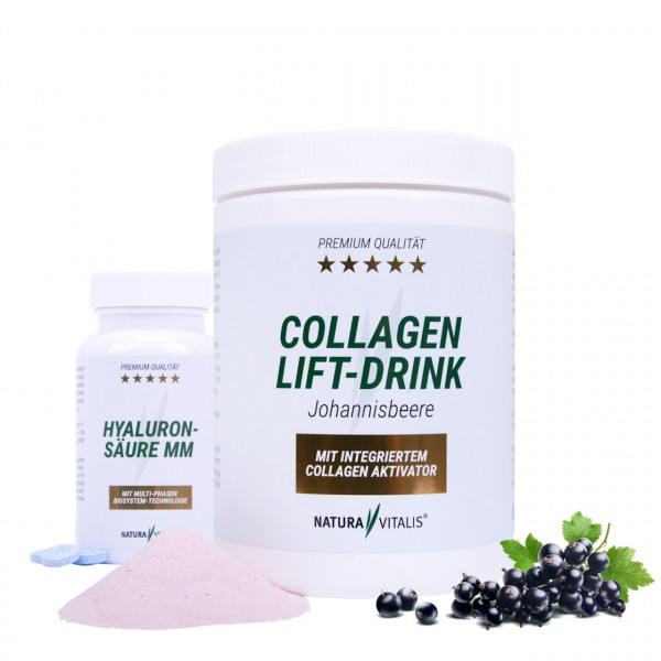 Beauty-Set: Collagen Lift-Drink 400g + Hyaluronsäure 120 Presslinge